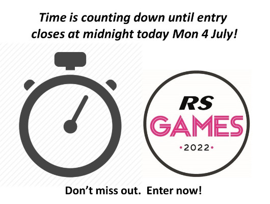 More information on RS Games Entry Closes Tonight Midnight Mon 4 July!